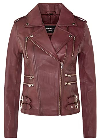 Infinity Leather Damen Retro 100% Nappaleder Bikerjacke