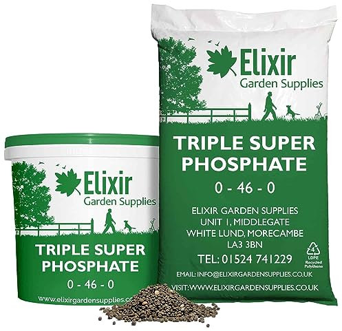 Elixir Gardens Triple Super Phosphate Ripening Fertiliser | NPK 0-46-0 | Fruit, Root, Vegetable & Flower Feed | 500g - 25kg Available in a Bag or Tub | Covers up-to 666m² | 10kg Bag