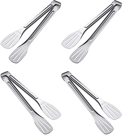 4 Pezzi Pinze da Cucina,Pinze da Barbecue in Acciaio Inox,Pinze da Portata Antiscivolo Per Buffet Insalata Cucinare Grigliare 9 Pollici