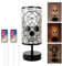 YNDD Totenkopf Lampe, Schädel Deko Skelett Nachttischlampe Touch Dimmbar, Schwarz Vintage Tischlampe, 2 USB Anschluss, 3 Helligkeit, Retro E27 Tischleuchte aus Metall für Halloween Deko, Schlafzimmer