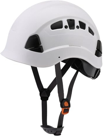 LOHASWORK Schutzhelm ANSI Z89.1, verstellbarer Schutzhelm mit Visier, 6-Punkt-Aufhängung, Bau-, Forst-, Aboristenarbeit (01Weiß)