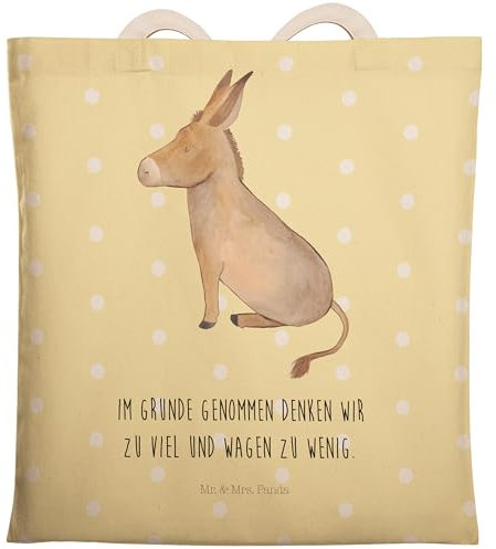 Mr. & Mrs. Panda Einkaufstasche Esel - Geschenk, Shopper, Baumwolltasche, lustige Sprüche, erfolg, zuversicht, Stofftasche, Gute Laune, Lebensziel,