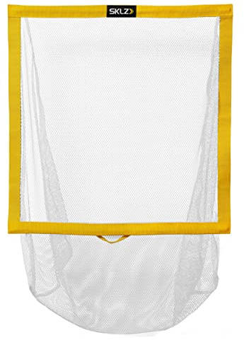 SKLZ Top Shelf Soccer Shooting Target, Gelb - Verbessert Schussgenauigkeit, fängt den Ball für sofortiges Feedback, faltbar mit Tragegriff, Fiberglasstangen, 3'x3', passt auf die meisten Tore