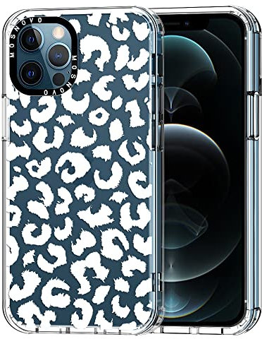 MOSNOVO Case for iPhone 12 Pro Max, [Buffertech 6.6ft Military-Grade Drop Protection] [Anti Peel Off Tech] Clear TPU Bumper Phone Case Cover Design - White Leopard Print
