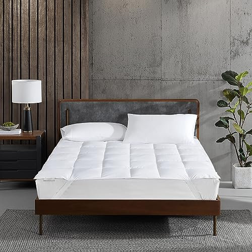 Kathy Ireland Brrr Pro Cooling Tencel™ gesteppte Matratzenauflage – Queen-Size-Größe, atmungsaktive und weiche Matratzenauflage, Lyocell/Polyester-Füllung – Weiß