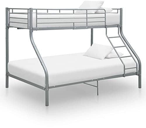 KOIECETA Etagenbett Stockbett Bettgestell Metallbett Bett Hochbett Doppelstockbett Schlafzimmerbett 200x140/200x90 cm Metall (Grau)