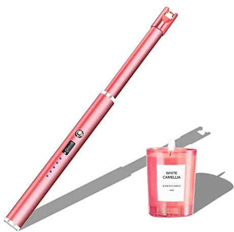 Navpeak Briquet électrique coupe-vent rechargeable par USB sans flamme pour bougies, cuisinière à gaz, cheminée, barbecue, barbecue (rose rose)