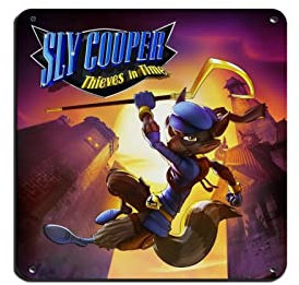 RIELLI Sly Cooper Thieves in Time Spiel 6 Retro-Poster Metall-Blechschild Chic Art Retro Eisen Malerei Bar Menschen Höhle Cafe Familie Garage Poster Wanddekoration 30 x 30 cm