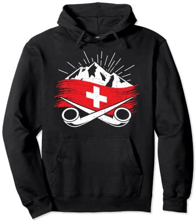 Schweiz Design mit Schweizer Flagge und Alphörnern Pullover Hoodie