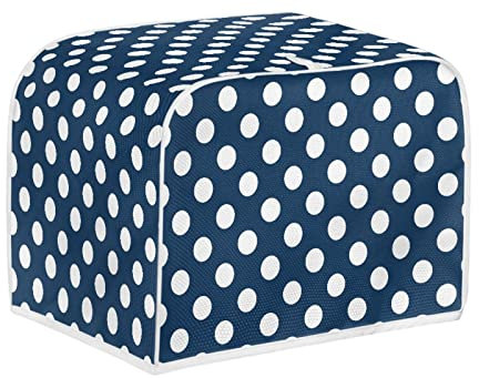 Kuiaobaty Toaster Cover 2 Slice Blue Polka Dots Bread Maker Cover, Vintage Kitchen Appliance, Dust & Fingerprint Protection