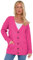 AJFASHION Womans Cardigan Ladies Cable Chunky Knit Cardigan Button Long Sleeves Grandad Cardigans Jumper UK Plus Small Sizes (Fuchsia, UK 16-18)