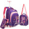 HTgroce Schulranzen Rucksack Trolley mit 2 Rollen für Kinder Mädchen,Schulranzen mit Rollen für Mädchen,Kinder Schultrolley Geeignet für Schule und Reise,Mit Essensbeutel und Federmäppchen.