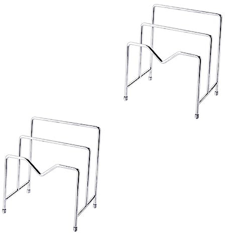 Cabilock 2pcs Multi-function Kitchen Storage Rack for Household Stainless Steel Multi-layer Rack for Pot Lid and Chopping Board Organization Random Style
