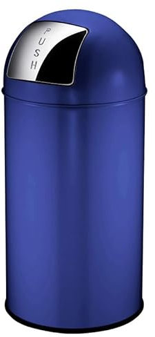 PROREGAL Abfallbehälter mit Pushdeckel & Inneneimer aus Metall | 40 Liter, HxBxT 74x34x34cm | Blau