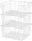 SANNO Large Stackable Wire Baskets Stacking Bins for Vegetable Storage Pantry, Fridge, and Bathroom Organization,3 pack, White