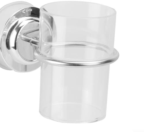 Suction Cup Toothbrush Tumbler Holder, Wall Mounted No Drilling Suction Cup Toothbrush Tumbler Holder, Bathroom Cup Holder 8 x 15 x 14 cm
