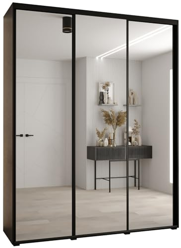 Kleiderschrank mit Spiegel Davos 2 Garderobenschrank - Schrank Schlafzimmer - Mehrzweckschrank 2 Schiebetüren - Regalen - Flur Möbel - Kleiderstange Schrank - Allzweckschrank - closet - Gaderobe