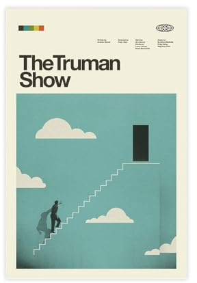 Filmposter The Truman Show, Leinwand-Poster, Wandkunst, Dekor, Bild, Gemälde für Wohnzimmer, Schlafzimmer, Dekoration, ungerahmt, 40 x 60 cm