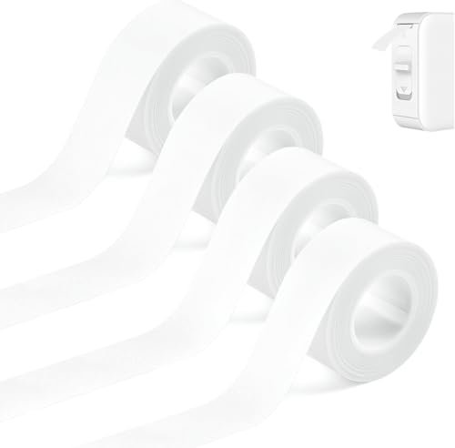 4 Rollen Etikettenband Geeignet für Etikettendrucker Wasserfeste Etikettenband Drucken Sie Barcode, Name, Datum, Preis usw Geeignet für Haus, Büro, Schule (Weiß, Rollen /16mmx4m)