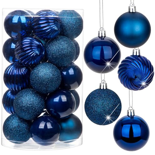 6CM Weihnachtsdeko Weihnachtskugeln, 25 Stücke Bruchsiche Christbaumkugeln Ornamente Weihnachtsbaumschmuck für Weihnachtsbaum Christbaumkugeln Weihnachtsdekoration Kugeln