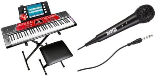 RockJam Kit pianoforte tastiera RockJam a 61 tasti con Pitch Bend & Karaoke Microfono cablato unidirezionale microfono dinamico unidirezionale con cavo di tre metri - nero