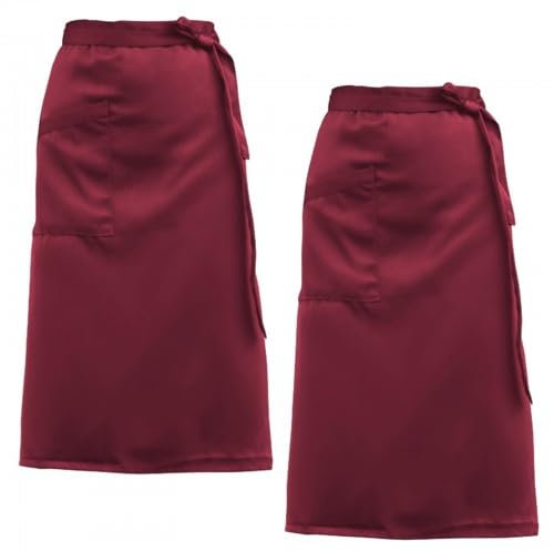Ehuihuan Delantal Medio con Bolsillos, Unisex de Cintura para Camarero, 2 Piezas de Media Larga, para Cocinar en Casa, Barbacoas y Restaurantes, 68 * 70 cm