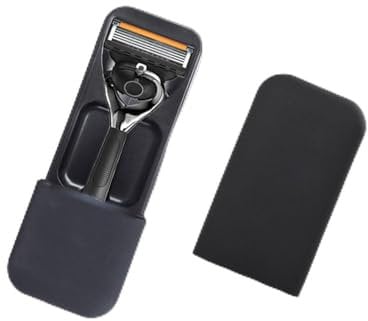 Razor Case Portable Travel Manual Razor Box for Gillette,Suitable for storage 1 Razor、3 Blade Refills (Black Gray)