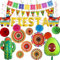 32pcs Mexican Party Decorations, Fiesta Party Decor Crepe Paper Streamer Mexica Themed Paper Fans Pom Poms Flowers for Mexican Fiesta Cinco De Mayo Supplies