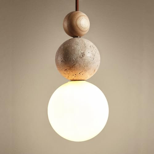 KlkrzJwy Lampes suspendues Nordiques en travertin Jaune Lampe Suspendue en Verre Wabi-sabi Mini éclairage Suspendu LED 3000K Lustre Luminaires Suspendus réglables pour Table, Salon, Chambre à Coucher