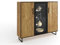 möbelando Highboard >Eddie< in Eiche/schwarz, Eiche teilmassiv - 146x147x40cm (BxHxT)