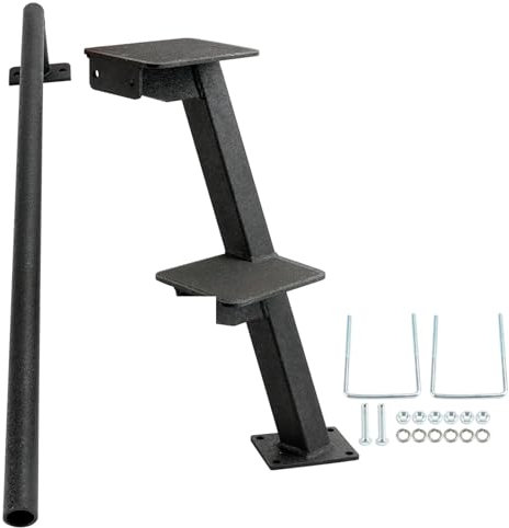 Dual Step Bass Boat Trailer Steps - Durable Stainless Steel 8x6 Dual Steps, 21 Height, Easy Install with Hardware Universal Fit for Most Bass Boats & Trailers (Not for Deep V)