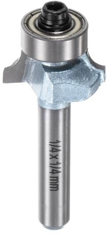 sourcing map Roundover Router Bit 1/4 Shank 1/8 Radius Tungsten Steel Tipped Edge Rounding Over Bit with Bearing Guide, Woodworking Milling Tool, Light Blue