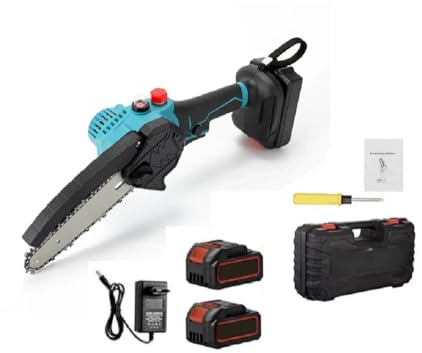 Mini Motosega 2 Batterie 21V 6 Pollici Lubrificata a OLIO ELETTROSEGA Tagliarami
