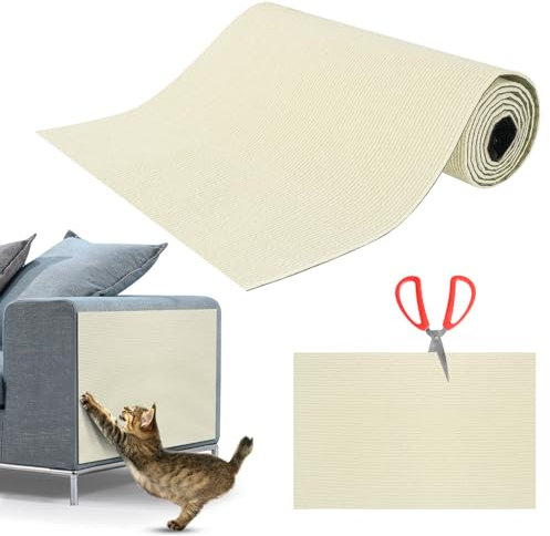 Griffoir Chat Canapé, Protection Anti Griffe, Tapis Protecteur de Rayure, DIY Protège Canapé 200X40cm Beige