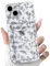 NITITOP Compatible with iPhone 13 Mini Case Clear with Card Holder Cute Flower Floral Leave Pattern for Women Girl Soft TPU Shock-absorbing Wallet Case Protective Phone Cover - Black