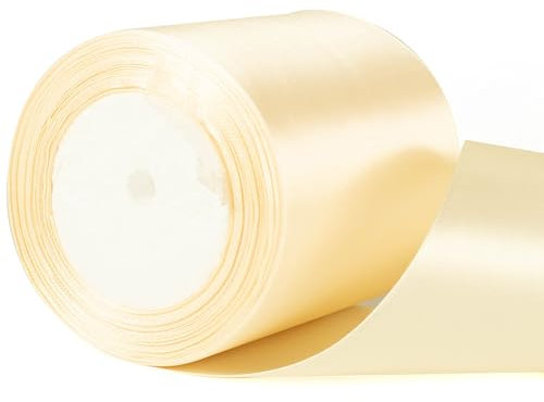 Nastro di raso in poliestere per palloncini, spesso per artigianato, Natale, San Valentino, bouquet di fiori, decorazioni per torte e matrimoni (bianco avorio, 100 mm)