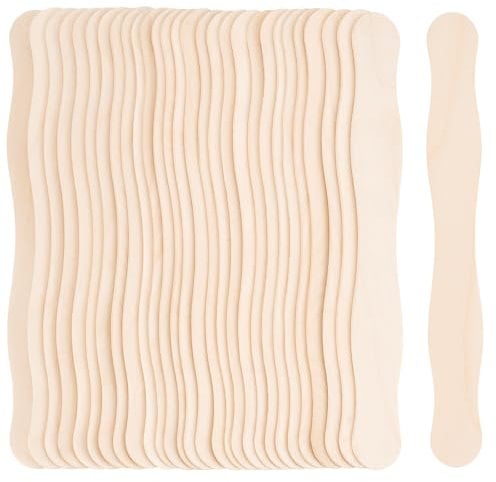 60 Pcs 8 Big Popsicle Sticks for Classroom Names, Jumbo Wooden Sticks for Arts Crafts, Wavy Handles for Wedding Fans (60)