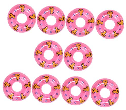 HAWILLOSCH 10St Entenschwimmring zulunft pink perrücke pink simulierter Schwimmring kleines aufblasbares Poolzubehör Spielzeug Foto Requisiten Miniatur- PVC Rosa