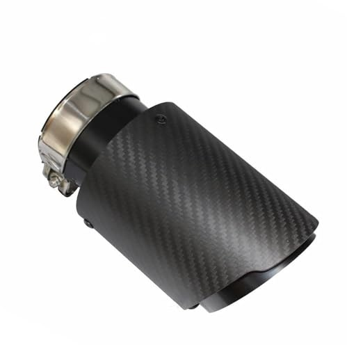 FUNFOB Auspuffblenden Auto Matte Carbon Faser Schalldämpfer Spitze Auspuffrohr Schalldämpfer Düse Universal Gerade Edelstahl Schwarz Auspuffblende(54mm-101mm)