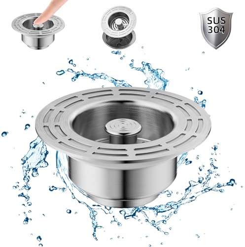 Yuqilin Küche Abflusssieb, Anti Rost Pop Up Ablaufventil Sinktiefe > 40mm | Dauerhaft Ablaufventil Waschbecken, Edelstahl Waschbecken Ablaufgarnitur für Jede KüchenspüLe, Jedes Hotel