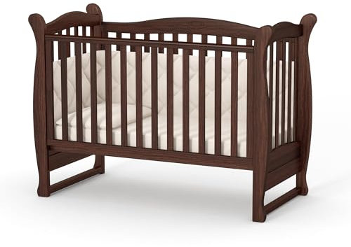 Veres LD15 Lit pour bébé (120 x 60 cm) Modèle Classique en Bois (Noyer)