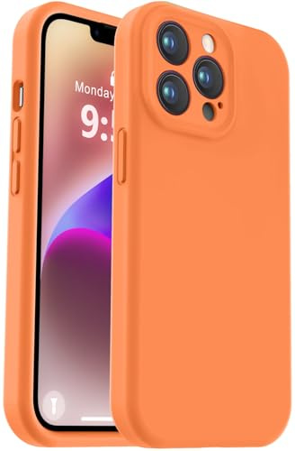 Vooii Compatible with iPhone 13 Pro Max Case, Liquid Silicone Upgrade [Camera Protection] [Fit for Battery Charger Cases] Shockproof Phone Case for iPhone 13 Pro Max 6.7 inch - Bright Orange