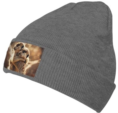 Hug Animal Print Unisex Cuff Beanie Cap Wintermütze Winddicht Wintermütze für jedes Wetter Männer Frauen, dunkelgrau (Deep Heather), Einheitsgr��e