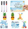 JoyAura Cruise Stateroom Magnetic Decoration - 7 Pcs Funny Beach Ship Door Magnet Sticker and 3 Pcs Erasable Pens Tropical Fridge Magnet Car Decor Pineapple Drink Magnetic Stickers for Carnival Party