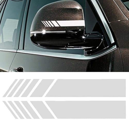 ZXLZHGS 1 Paar Auto Rückspiegel Aufkleber, Kompatibel mit Lada Granta Vesta, Wasserdicht Auto Seitenspiegel DIY Dekoration Streifen,White