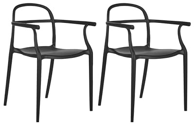 Beliani Modern Set of 2 Garden Dining Chairs Lightweight Weather Resistant Pastel Black Vidor