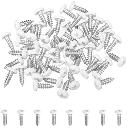QUARKZMAN 60Pcs Viti Autofilettanti M4 x 12mm Bianche Viti Argento | A Testa Svasata, Per Metallo, Viti Autoforanti In Acciaio Zincato, Per Lamiere