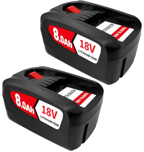 2PCS 18V 8.0Ah Kompatibel mit für Bosch 18V Akku Ersatz für Bosch Akku PBA PSB PSR Li-ion Home and Garden AL1810 CV, AL1815 CV, AL1830 CV, AL1880 CV (2)