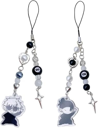 SDFWGG Handy-Anhänger Anime Gojo Geto Inspiriert Telefon Charms Schlüsselanhänger 2 Stück süße Y2K-Anhänger Zubehör für Handytasche Schlüsselanhänger Kamera-Anhänger