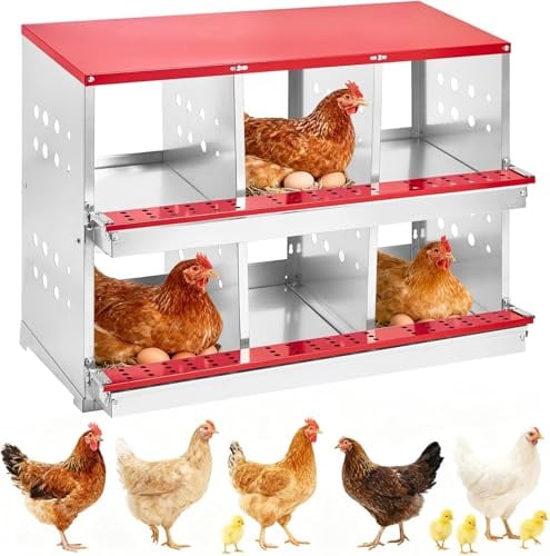 Legenester Für Hühner, 71 x 48 x 96CM, Rollnestkasten Hühnernest Aus Metall Mit Auffangschale & Lüftungsgitter, Hühnerstall Eiersammelboxen Für Wandmontage Leichte Reinigung